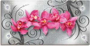 Artland Wandbild "rosa Orchideen auf Ornamenten", Blumenbilder, (1 St.), als Alubild, Outdoorbild, Leinwandbild, Poster, Wandaufkleber