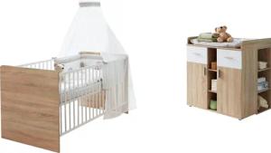 BMG Möbel Babymöbel-Set "Maxim", (Set, 3 tlg., Bett + Wickelkommode + Unterstellregal), Bett + Wickelkommode + Unterstellregal