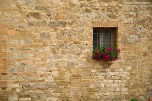Papermoon Fototapete "STEIN-WAND-FENSTER TOSKANA ITALIEN BLUME MAUER ALTSTADT"