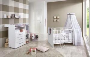 BMG Möbel Babymöbel-Set "Luis", (Set, 3 tlg., Bett + Wickelkommode + Wandboard), Bett + Wickelkommode + Wandboard