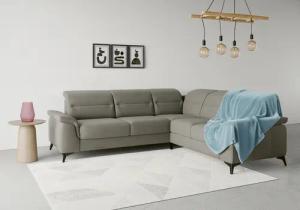 sit&more Ecksofa "Sinatra L-Form", optinal mit Kopfteilverstellung und Armteilfunktion, Metallfüße