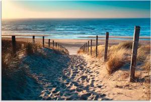 Artland Wandbild "Weg zum Nordseestrand Sonnenuntergang", Strand, (1 St.), als Alubild, Outdoorbild, Leinwandbild, Poster, Wandaufkleber