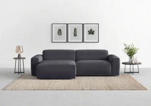 TRENDMANUFAKTUR Ecksofa "Braga, mit hochwertigem Kaltschaum, L-Form, in Cord erhältlich", (2 St.), modernes Sofa, Couch mit hohem Sitzkomfort, 255/72/160 cm (B/H/T)