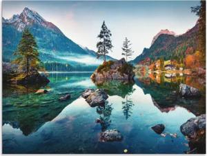 Artland Wandbild "Herbstszene des Hintersee vor Alpen", Seebilder, (1 St.), als Alubild, Outdoorbild, Leinwandbild, Poster, Wandaufkleber