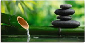 Artland Wandbild "Bambusbrunnen und Zen-Stein", Zen, (1 St.), als Alubild, Outdoorbild, Leinwandbild, Poster, Wandaufkleber