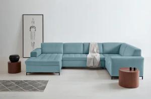 OTTO products Wohnlandschaft "Grazzo U-Form", hochwertige Stoffe aus recyceltem Material, Steppung im Sitzbereich