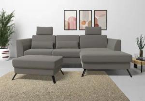 sit&more Ecksofa "Olsen L-Form", inklusive Sitztiefenverstellung, wahlweise mit Bettfunktion, 15cm hoch