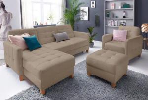 exxpo - sofa fashion Ecksofa "Elio, kompakt und komfortabel, bequem und zeitloses Design, L-Form", wahlweise mit Bettfunktion