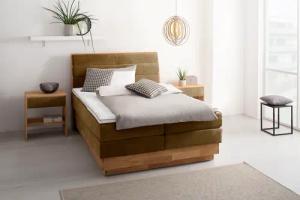 OTTO products Boxspringbett "Jenna", ohne LED-Beleuchtung, mit zertifizierten, recycelten Bezugsstoffen