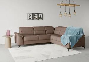 sit&more Ecksofa "Sinatra L-Form", optinal mit Kopfteilverstellung und Armteilfunktion, Metallfüße