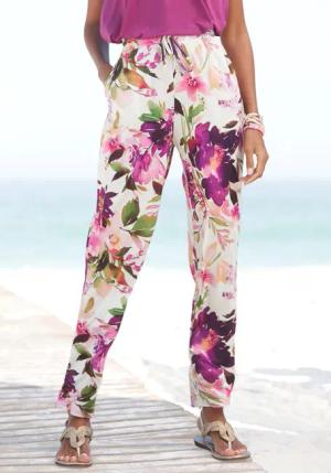 Beachtime Jerseyhose, mit Blumendruck und elastischem Bund, Sommerhose, Strandhose