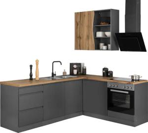 KOCHSTATION Winkelküche "KS-Bruneck", Stellbreite 240/180 cm breit, wahlweise mit oder ohne E-Geräte, MDF