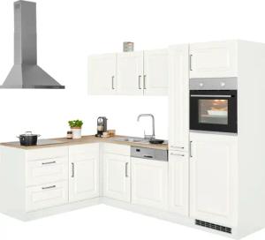 KOCHSTATION Winkelküche "KS-Stockholm", Stellbreite 260/170 cm, mit hochwertigen MDF Fronten im Landhaus-Stil