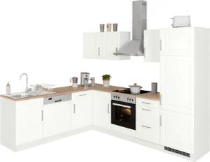KOCHSTATION Winkelküche "KS-Stockholm", Stellbreite 220/280 cm, mit hochwertigen MDF Fronten im Landhaus-Stil