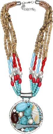 COLLEZIONE ALESSANDRO Lange Kette "Hanka", mit Muscheln und Glassteinen besetzt