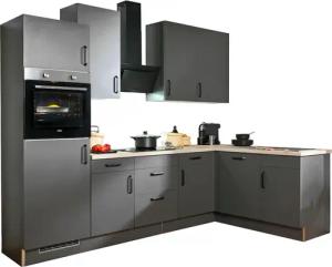 wiho Küchen Winkelküche ""Simi", mit verstellbaren Füßen, wahlweise mit E-Geräten", Soft-Close-Funktion in Schubkästen & Auszügen, Stellbreite 285/175 cm