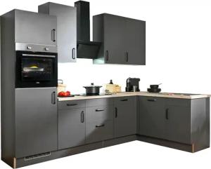wiho Küchen Winkelküche ""Simi", mit verstellbaren Füßen, wahlweise mit E-Geräten", Soft-Close-Funktion in Schubkästen & Auszügen, Stellbreite 285/175 cm