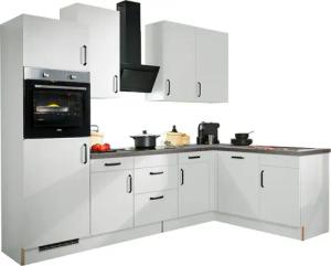 wiho Küchen Winkelküche ""Simi", mit verstellbaren Füßen, wahlweise mit E-Geräten", Soft-Close-Funktion in Schubkästen & Auszügen, Stellbreite 285/175 cm