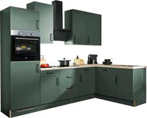 wiho Küchen Winkelküche ""Simi", mit verstellbaren Füßen, wahlweise mit E-Geräten", Soft-Close-Funktion in Schubkästen & Auszügen, Stellbreite 285/175 cm