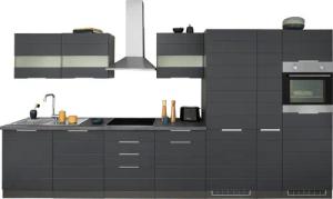 KOCHSTATION Küchenzeile "KS-Luhe", 390 cm breit, wahlweise mit oder ohne E-Geräten, gefräste MDF-Fronten