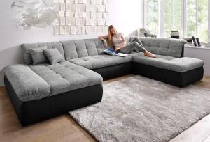 DOMO collection Wohnlandschaft "Moric U-Form auch in Cord", im XXL-Format, wahlweise mit Bettfunktion und Armlehnenverstellung