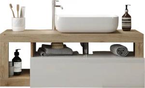 welltime Waschtisch "Hamburg", 1 Schubkasten, Breite 110 cm, Soft-Close, inkl. Keramik-Aufsatzbecken