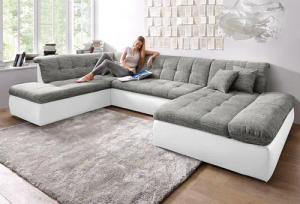 DOMO collection Wohnlandschaft "Moric U-Form auch in Cord", im XXL-Format, wahlweise mit Bettfunktion und Armlehnenverstellung