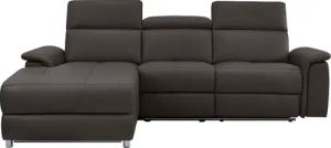 Places of Style Ecksofa "Pareli, L-Form, 259cm,m. Recamiere, Echtleder, Kunstleder, Webstoff", man. o. elektr. Relaxfunktion, USB/Kopfteilverstellg u. LED