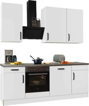 wiho Küchen Küchenzeile ""Simi", wahlweise mit E-Geräten, mit verstellbaren Füßen", Soft-Close-Funktion in Schubkästen und Auszügen, Breite 220 cm