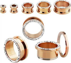 Adelia´s Dehnschnecke "Piercing Ohrpiercing", Flesh Tunnel PVD Rosè Gold beschichtet