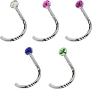 Adelia´s Nasenpiercing "Piercing Piercing Nasenpiercing", Titan Nasen Piercing Set 5 bunte Nasenstecker mit Spirale- Stab 1 mm