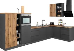 KOCHSTATION Winkelküche "KS-Bruneck", Stellbreite 380/180 cm breit, ohne E-Geräten, MDF Fronten