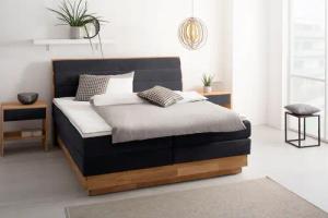 OTTO products Boxspringbett, LED-Beleuchtung, mit zertifizierten, recycelten Bezugsstoffen
