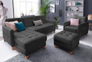 exxpo - sofa fashion Ecksofa "Elio, kompakt und komfortabel, bequem und zeitloses Design, L-Form", wahlweise mit Bettfunktion