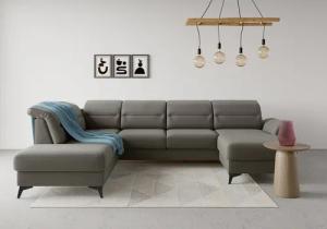 sit&more Wohnlandschaft "Sinatra U-Form", optional mit Kopfteilverstellung und Armteilfunktion, Metallfüße