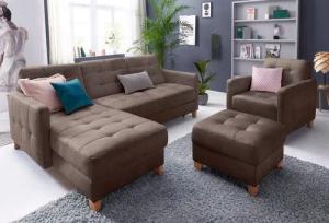 exxpo - sofa fashion Ecksofa "Elio, kompakt und komfortabel, bequem und zeitloses Design, L-Form", wahlweise mit Bettfunktion