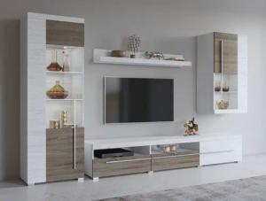 INOSIGN Wohnwand "Roger,Breite 255 cm moderne Mediawand ohne Beleuchtung", (Set, 4 St.), Anbuwand (Set,4-St) viel Stauraum, Glastüren