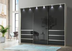 WIEMANN Schwebetürenschrank "Malibu, stilvolles Design, Made in Germany", mit Glasfront, in verschiedenen Breiten, Schubladen mit Selbsteinzug