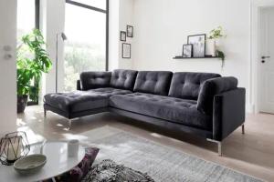 Trends by HG Ecksofa "Landau L-Form", in Cord-Stoff mit Metallfuß