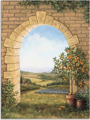 Artland Wandbild "Orangenbaum vor dem Torbogen", Fensterblick, (1 St.), als Alubild, Outdoorbild, Leinwandbild, Poster, Wandaufkleber