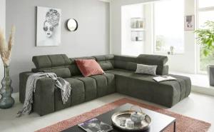 DOMO collection Ecksofa "Brandon L-Form, auch in Leder", inklusive Kopfteilverstellung, wahlweise mit Sitztiefenverstellung