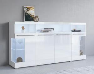 INOSIGN Sideboard "India,Breite 182cm, stilvolle Kommode mit Glastüren", Kombikommode viel Stauraum, Einlegeböden verstellbar,ohne Beleuchtung