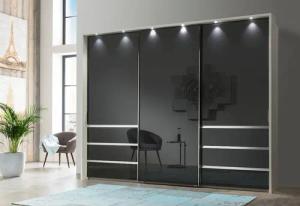 WIEMANN Schwebetürenschrank "Malibu, stilvolles Design, Made in Germany", mit Glasfront, in verschiedenen Breiten, Schubladen mit Selbsteinzug