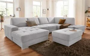 sit&more Wohnlandschaft "Santorini U-Form", mit Federkern und Sitztiefenverstellung, wahlweise mit Bettfunktion