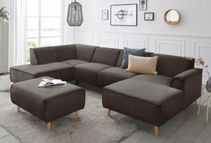 andas Wohnlandschaft "Janek U-Form", mit Federkern und Keder in scandinavischem Design