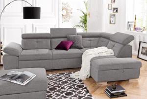 exxpo - sofa fashion Ecksofa "Spring, super bequem und komfortabel mit Armteil- und Kopfteilfunktion", wahlweise mit Bettfunktion und Bettkasten, L-Form