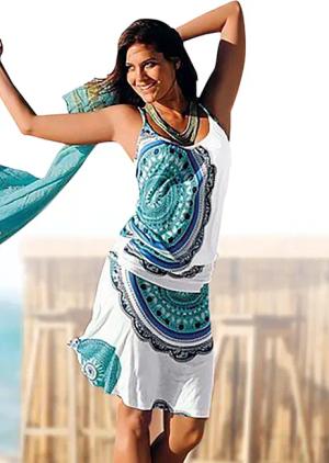 Beachtime Strandkleid, mit Alloverprint und verstellbaren Trägern, Sommerkleid, Jerseykleid
