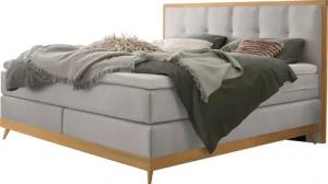 HASENA Boxspringbett Villa, Boxspringbett, edle Polsterteile, Sockel und Kopfteil aus heller Eiche