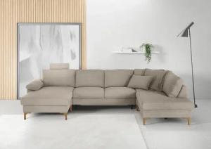 3C Candy Wohnlandschaft "Lecce, wahlweise PUR-Schaumstoff oder Tonnentaschenfederkern U-Form", Bettkasten in Umbauecke und Longchair, sowie Querschläfer im 2-Sitzer