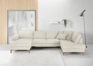 3C Candy Wohnlandschaft "Lecce, wahlweise PUR-Schaumstoff oder Tonnentaschenfederkern U-Form", Bettkasten in Umbauecke und Longchair, sowie Querschläfer im 2-Sitzer
